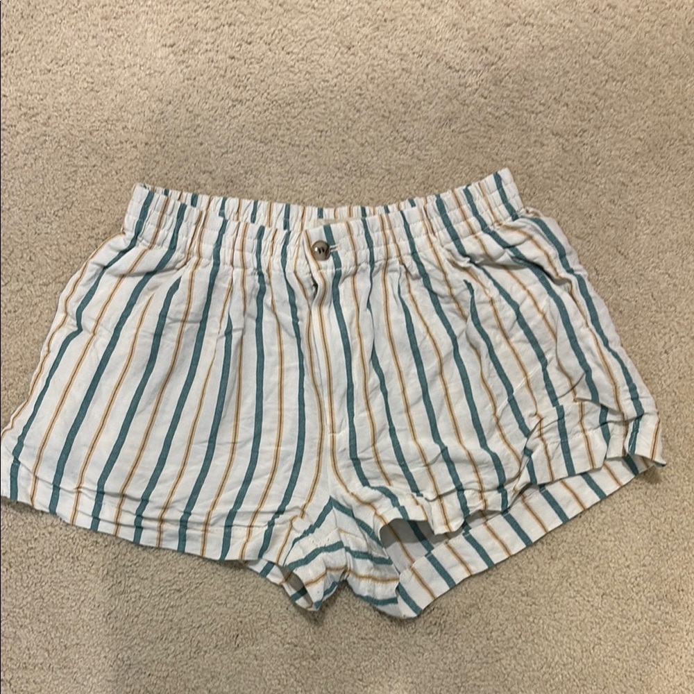 Madewell White, Green and Yellow Shorts with Pockets